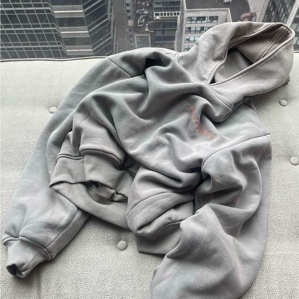 thirteen studios two sided cool grey 500 gsm hoodie